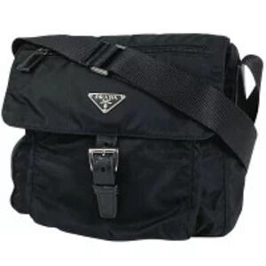 Prada Plate Shoulder Bag Crossbody Nero Black